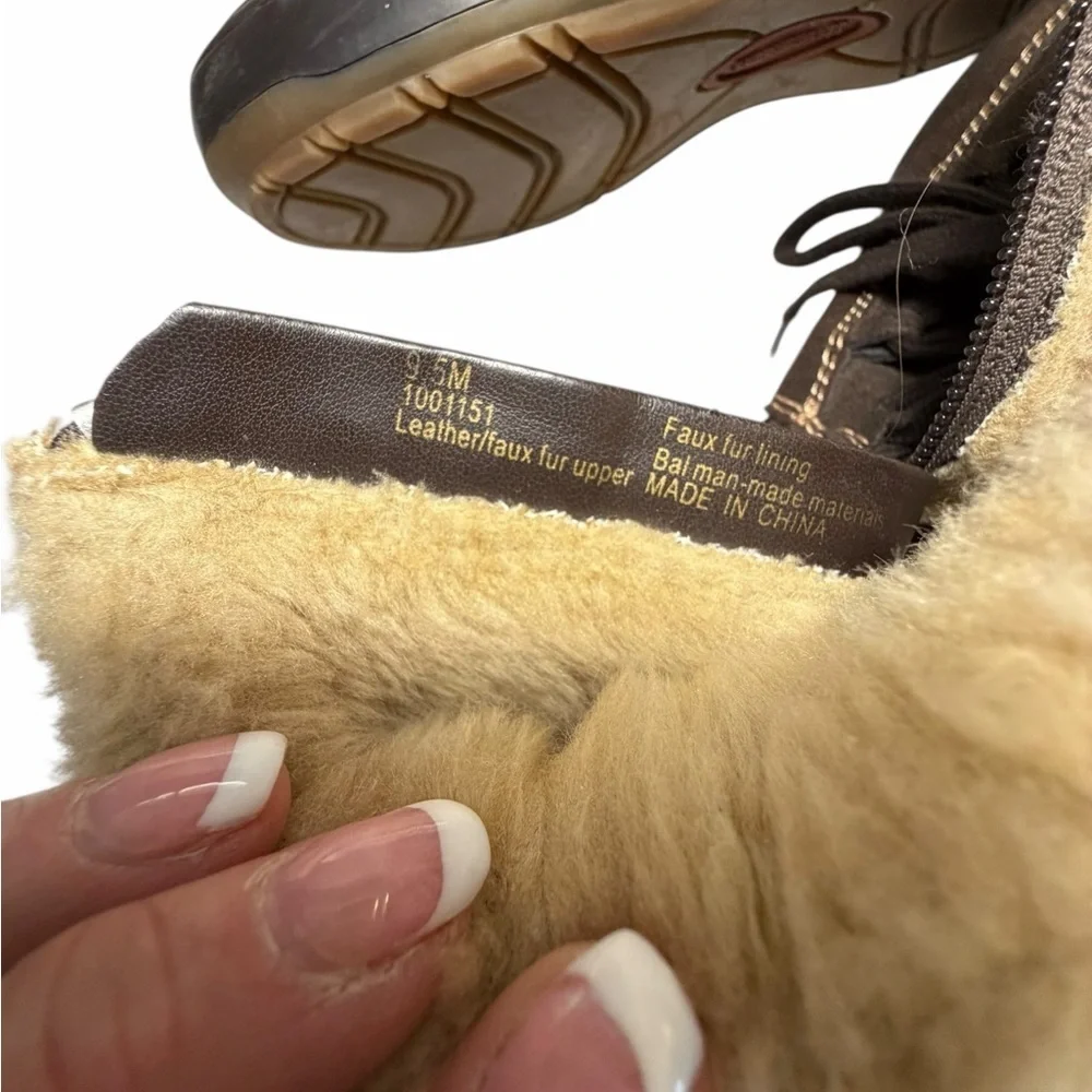 Naturalizer Brown Leather and Faux Fur-Lined Women's Snow Boots Sz 9.5